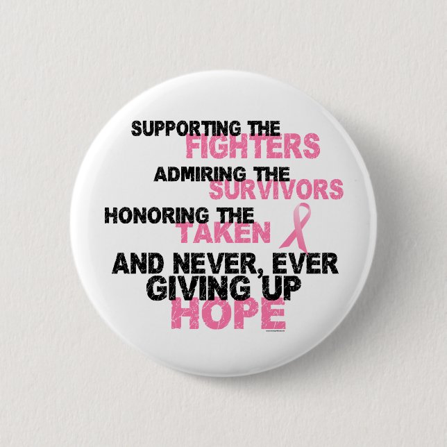 Fighters Survivors Taken 3 Breast Cancer 6 Cm Round Badge (Front)