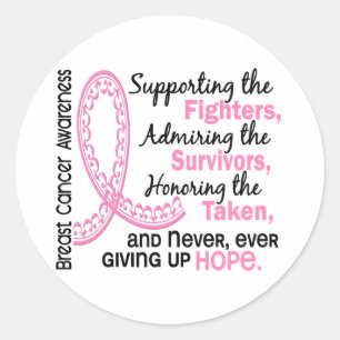 Fighters Survivors Taken 4 Breast Cancer Classic Round Sticker