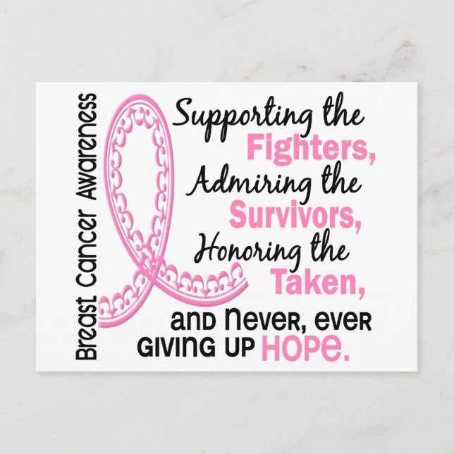 Fighters Survivors Taken 4 Breast Cancer Postcard (Front)