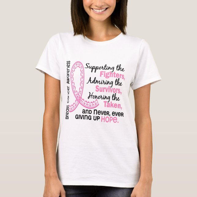 Fighters Survivors Taken 4 Breast Cancer T-Shirt (Front)