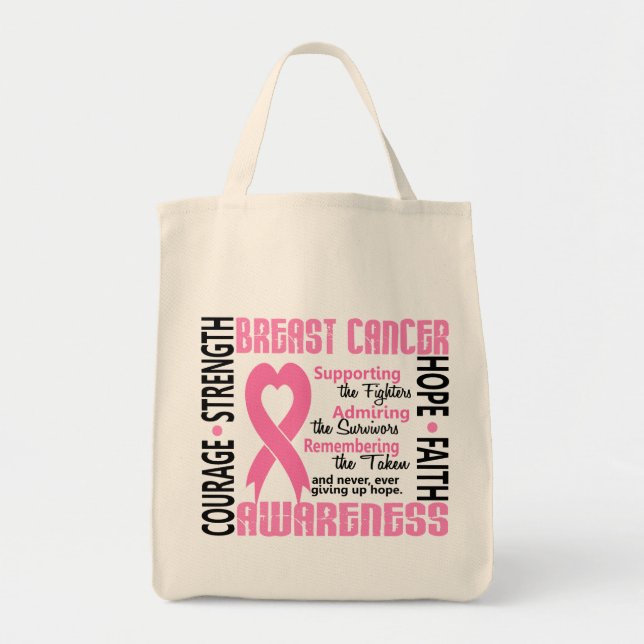 Fighters Survivors Taken 5 Breast Cancer Tote Bag (Front)