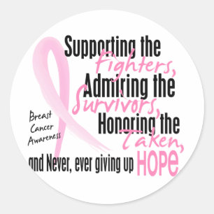 Fighters Survivors Taken Watercolor Pink Ribbon Classic Round Sticker