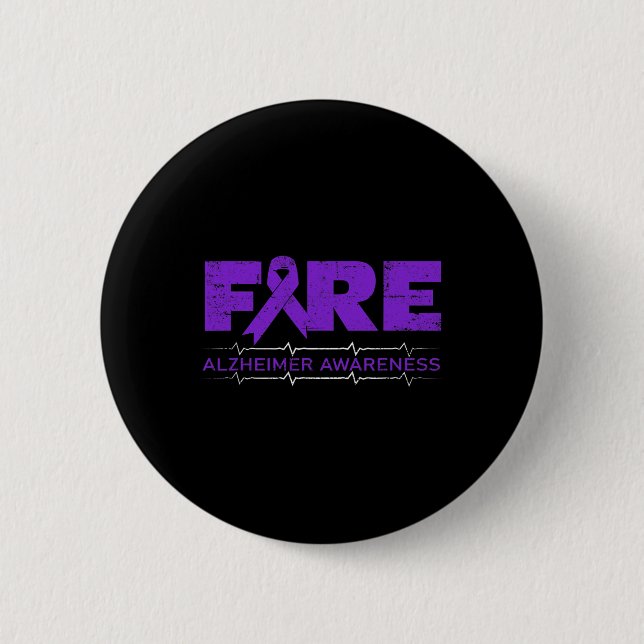 Fighters Wear Purple - Alzheimerheimer Awareness  6 Cm Round Badge (Front)