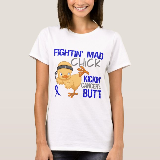 Fightin Chick Colon Cancer T-Shirt (Front)