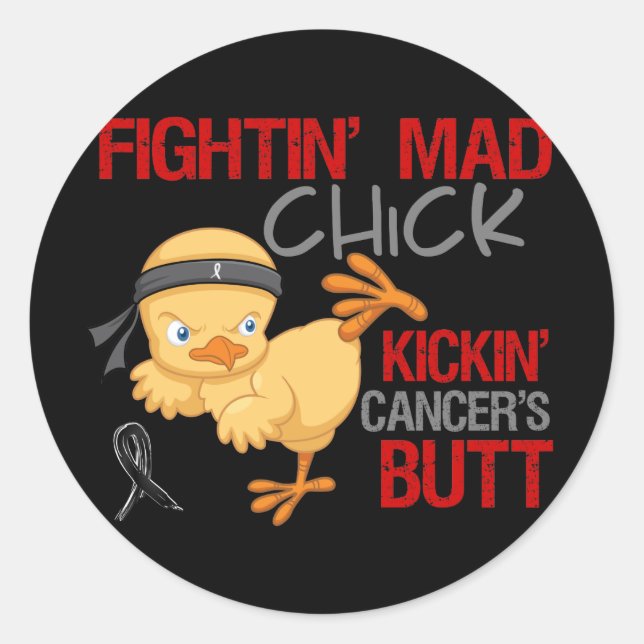 Fightin Chick Melanoma Classic Round Sticker (Front)