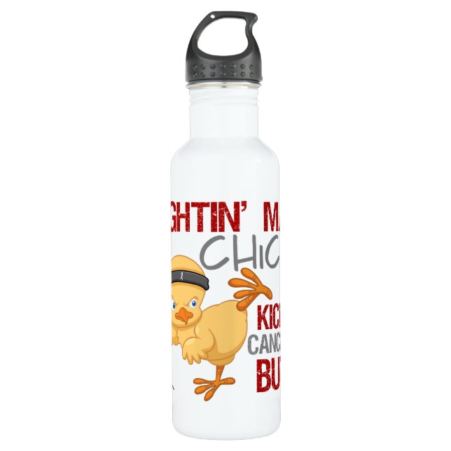 Fightin Chick Throat Cancer 710 Ml Water Bottle (Front)