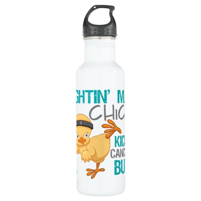 Fightin' Mad Chick Ovarian Cancer 710 Ml Water Bottle (Front)