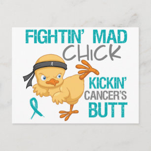 Fightin' Mad Chick Ovarian Cancer Postcard
