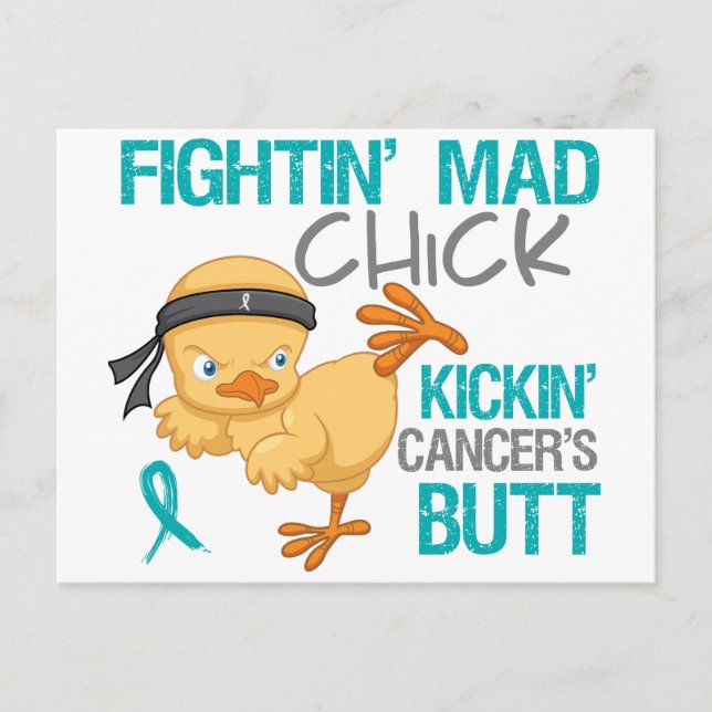 Fightin' Mad Chick Ovarian Cancer Postcard (Front)