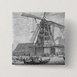Fighting a fire in a windmill near Worden, from a 15 Cm Square Badge