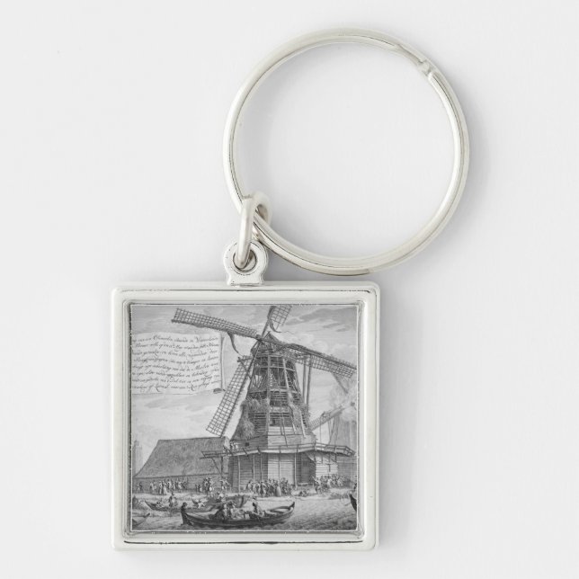 Fighting a fire in a windmill near Worden, from a Key Ring (Front)