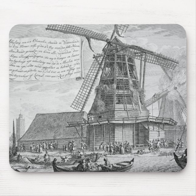 Fighting a fire in a windmill near Worden, from a Mouse Mat (Front)