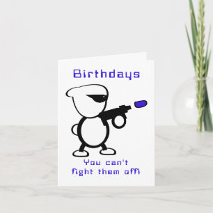 Fighting Alien Birthday Card