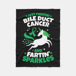 Fighting Bile Duct Cancer Quote Farting Unicorn Aw Fleece Blanket