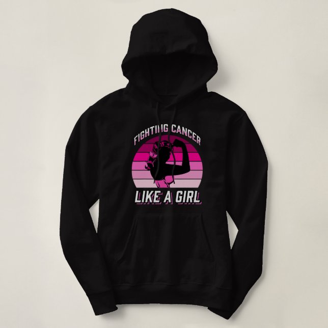 Fighting Cancer Like A Girl Breast Cancer Warrior  Hoodie (Design Front)