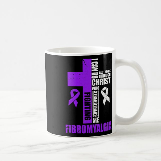 Fighting Fibro Fighter Christian Distressed  Coffee Mug (Right)