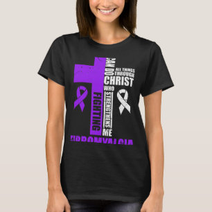 Fighting Fibro Fighter Christian Distressed T-Shirt