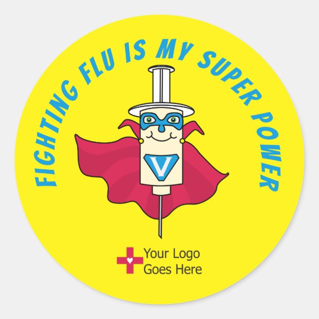 Fighting Flu is My Super Power Flu Shot Reward Classic Round Sticker (Front)