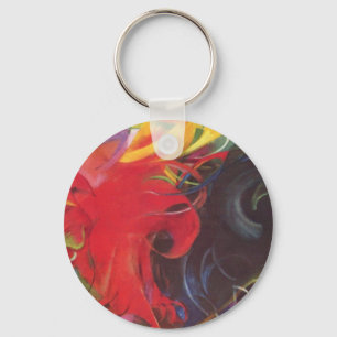 Fighting Forms by Franz Marc, Vintage Fine Art Key Ring