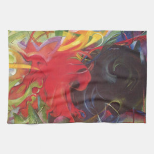 Fighting Forms by Franz Marc, Vintage Fine Art Tea Towel
