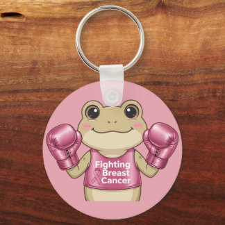 Fighting frog breast cancer shirt key ring