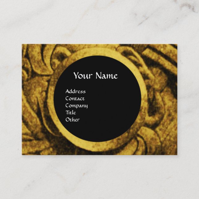 FIGHTING  GRYPHONS MONOGRAM ,gold metallic black Business Card (Front)