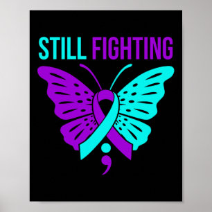 Fighting Happy Suicide Awareness Support Graphic Poster