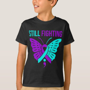 Fighting Happy Suicide Awareness Support Graphic  T-Shirt