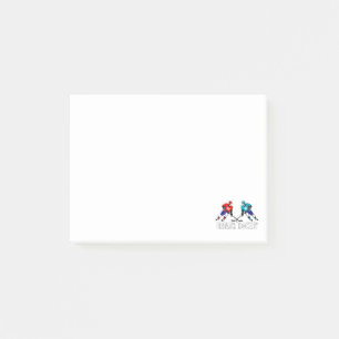 Fighting hockey players post-it notes