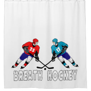 Fighting hockey players shower curtain