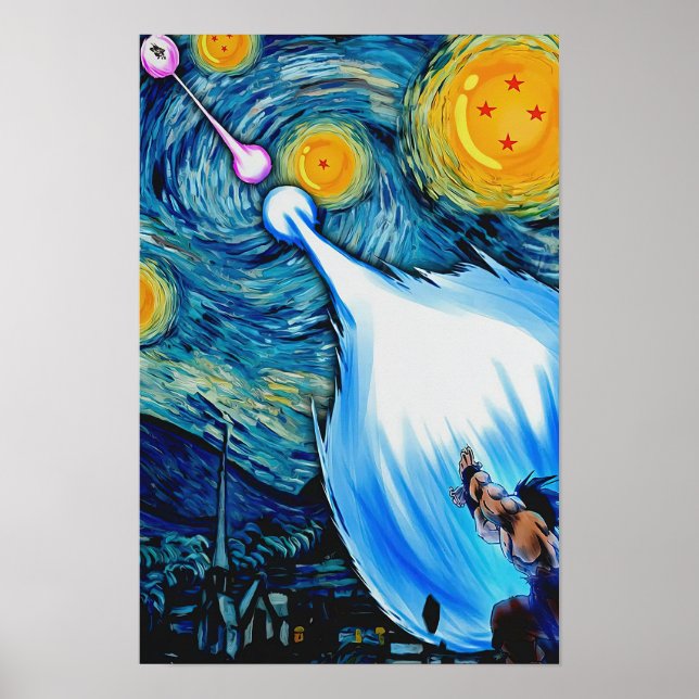 Fighting in Starry Sky Oil Style Wall Art Poster (Front)
