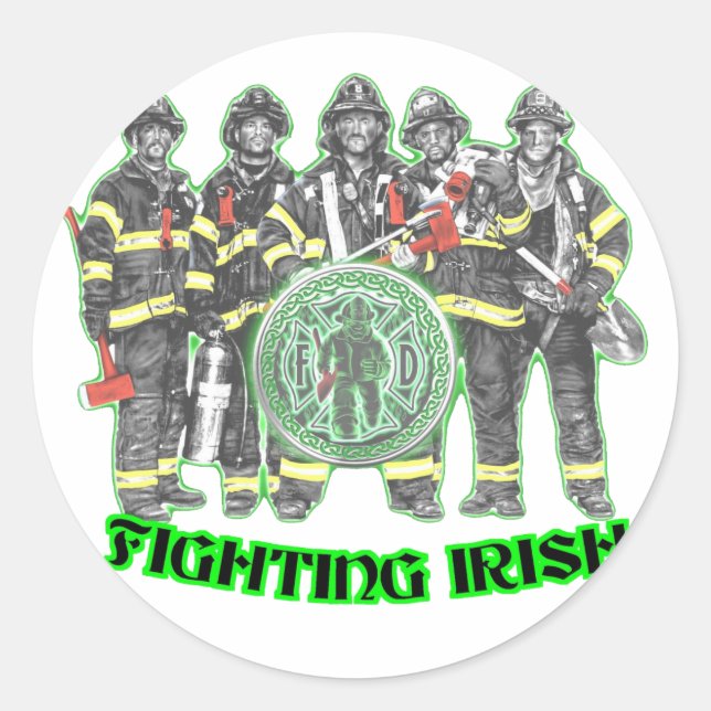 FIGHTING IRISH-1 CLASSIC ROUND STICKER (Front)