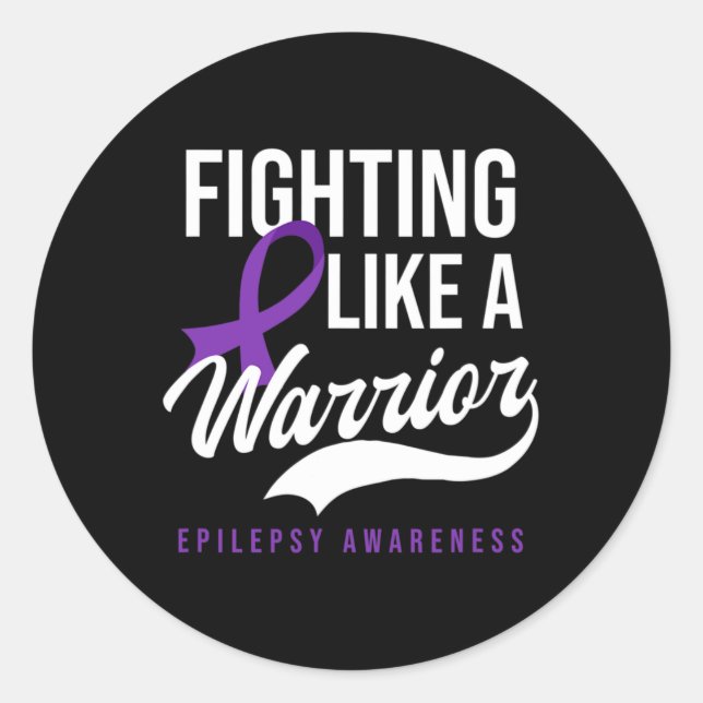 Fighting Like Warrior Design Epilepsy Awareness  Classic Round Sticker (Front)