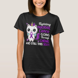 fighting pancreatic cancer cat sexy warrior  T-Shirt