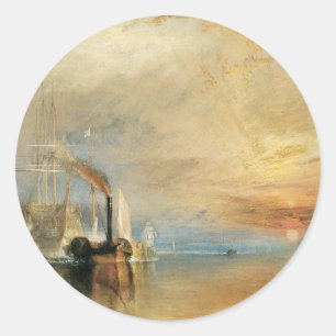 Fighting Temeraire by Joseph Turner, Maritime Art Classic Round Sticker