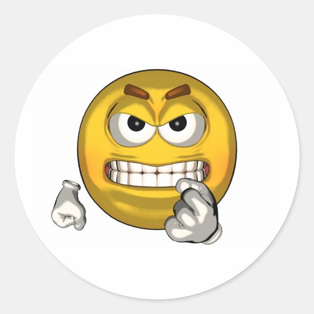 Fighting - toon classic round sticker (Front)