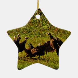 Fighting Wild Turkeys in The Smoky Mountains Ceramic Tree Decoration