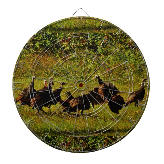 Fighting Wild Turkeys in The Smoky Mountains Dartboard (Front)