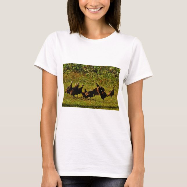 Fighting Wild Turkeys in The Smoky Mountains T-Shirt (Front)