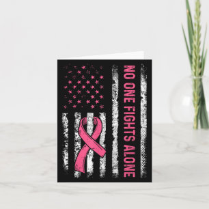 Fights Breast Cancer Alone American Flag Pink Ribb Card