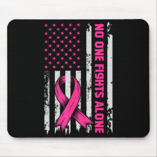 Fights Breast Cancer Alone Us Flag Nk Ribbon Mouse Mat