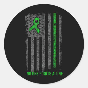 Fights Mental Health Awareness Usa Flag Green Ribb Classic Round Sticker