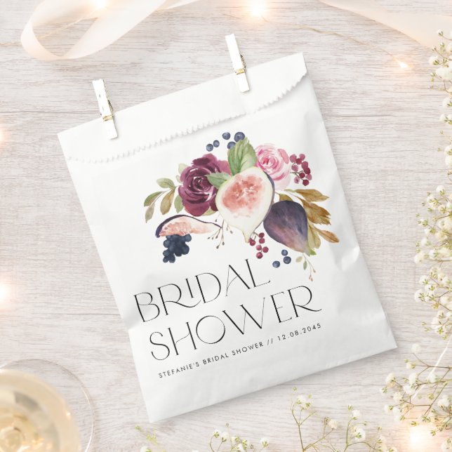Figs and Berry Autumn Floral Bridal Shower Favour Bags (Clipped)