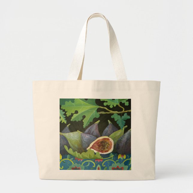Figs on black 2014 large tote bag (Front)