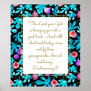 Figs Promised Land Deuteronomy 8 Bible Verse Poster