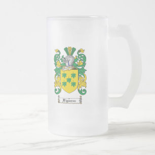 FIGUEROA FAMILY CREST -  FIGUEROA COAT OF ARMS FROSTED GLASS BEER MUG