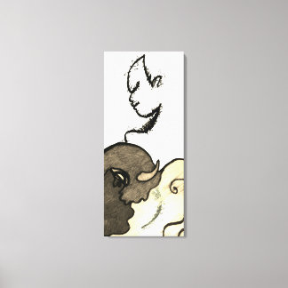 Figurative Native American and Buffalo Canvas Print