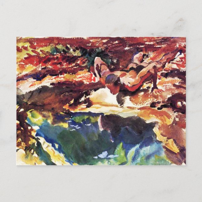 Figure and Pool by Sargent Postcard (Front)