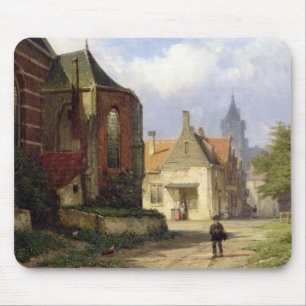 Figure before a Redbrick Church in a Dutch Town (o Mouse Mat