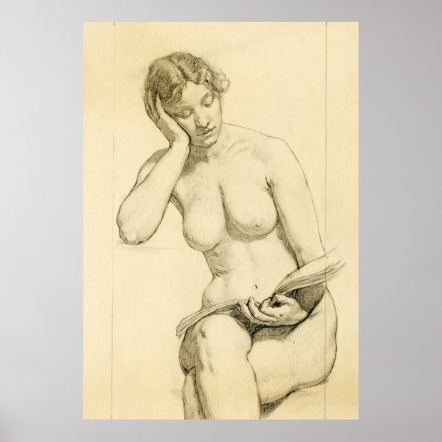Figure drawing - woman reading poster (Front)